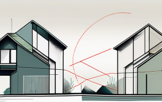 Two adjacent houses with a disputed area marked between them