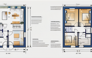 A blueprint of a house with different rooms being measured for square footage