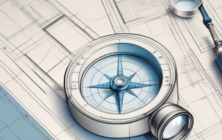 A blueprint of a building divided into different sections