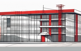 A half-constructed building with a large red cross over it