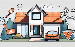 A house with a 'for sale' sign in the front yard