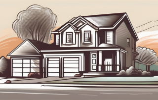 A real estate sign in front of a house