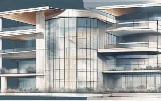 A detailed architectural blueprint showcasing a cross-sectional view of a building