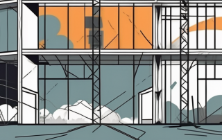 A construction site with an unfinished building