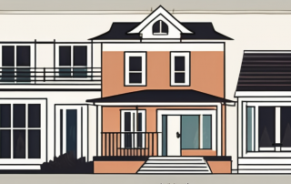 A house with a symbolic chain attached to a document