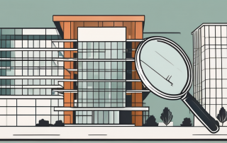 A newly constructed building with a magnifying glass hovering over it