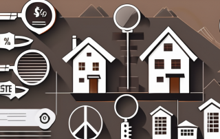 A variety of houses with a "for sale" sign in front