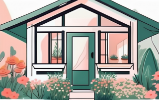 A quaint and picturesque garden house nestled amidst lush greenery and blooming flowers