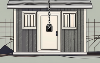 A house with a heavy chain and padlock symbolizing the concept of a mortgage or lien
