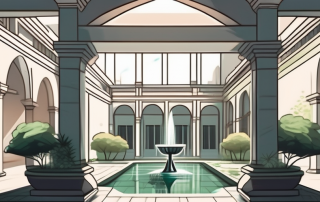 A spacious open courtyard surrounded by beautiful architecture