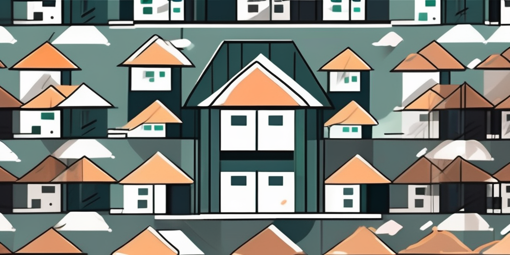 A residential building with a safety shield symbol overlaying it