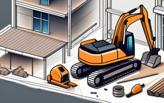 A construction site with the foundation of a house being built