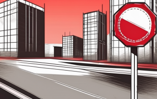 A construction site with a red stop sign in the foreground