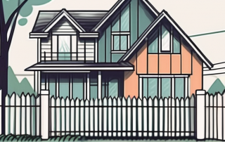 A suburban house with a fence along its property line