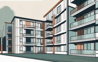 A residential building with highlighted individual apartments