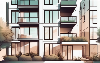 A modern apartment building located in an upscale