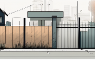 A variety of fences along a property boundary adjacent to a street