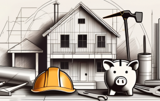 A half-built house with construction tools around it