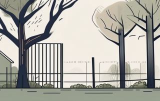 Two neighboring properties with a clear boundary line between them