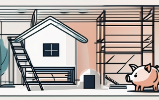 A house under construction with scaffolding