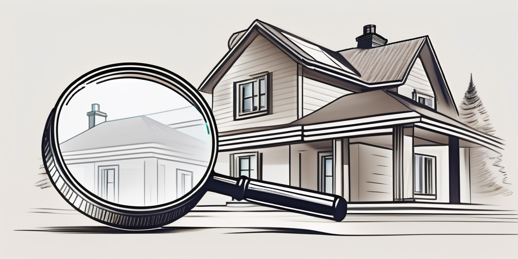 A magnifying glass hovering over a detailed model of a house