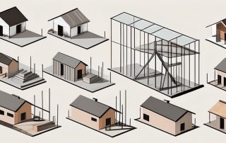 Various stages of a house construction