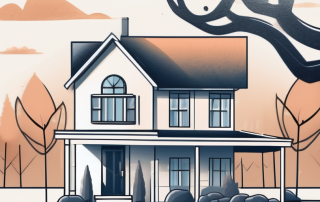 A house with a "for sale" sign in the front yard