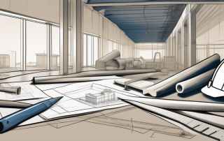 A construction site with a prominent