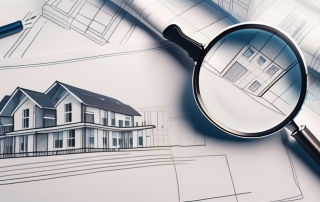 A property contract on a table with a magnifying glass over it