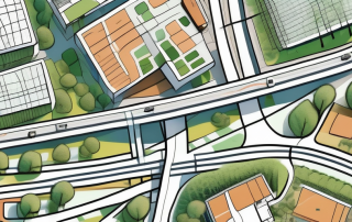 A detailed bebauungsplan (urban development plan) with various zones marked in different colors