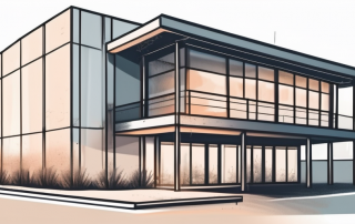 A completed building with a mailbox in front