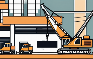 A construction site with a crane lifting a heavy load