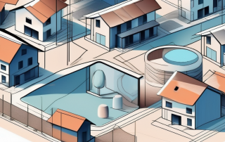 A residential area with different houses under construction