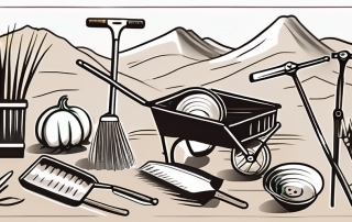 Various farming tools and crops