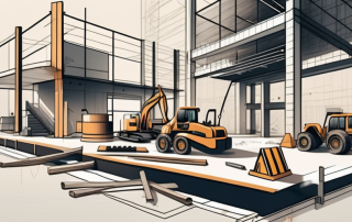 A construction site with various tools