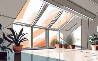 A loft space with a large