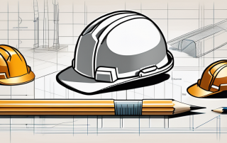 Various construction tools like a blueprint