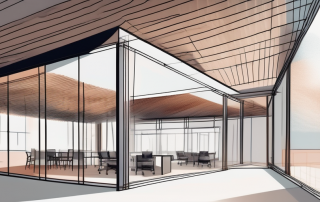 An open-concept building structure