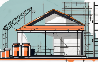 A home undergoing renovation with visible elements such as scaffolding