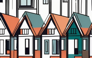 A half-built house with a dividing line running through the middle