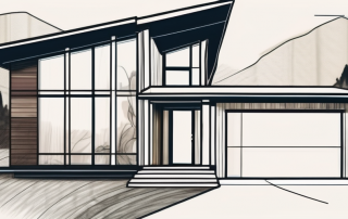 A house under construction with visible property lines