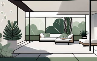 A beautifully designed outdoor space with elements like a modern patio