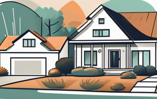 A house with a 'for sale' sign in the front yard