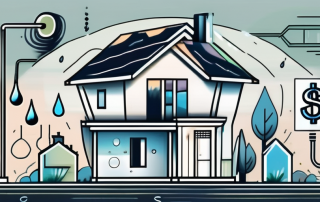 A house with various symbols such as a water droplet