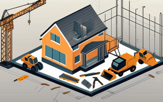 A house under construction with visible square meter markings