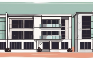 A split building with one half representing a residential property and the other half a commercial property