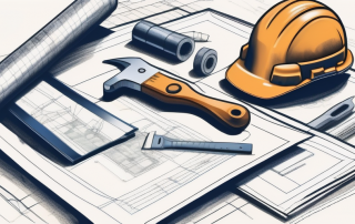 A construction site with various tools