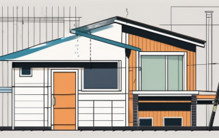 A residential property line with a half-built structure close to the boundary
