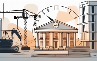 A construction site with an unfinished building