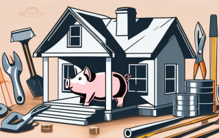 A house under construction with various tools and materials around